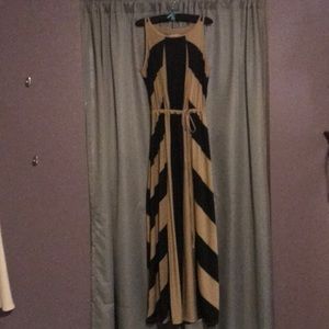 Cold water Creek Navy and Tan Maxi dress